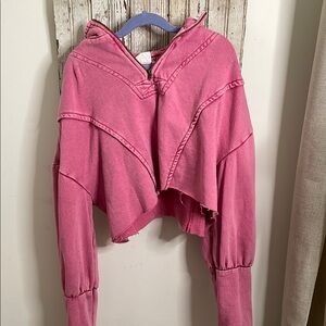 Pink Cropped Hoodie